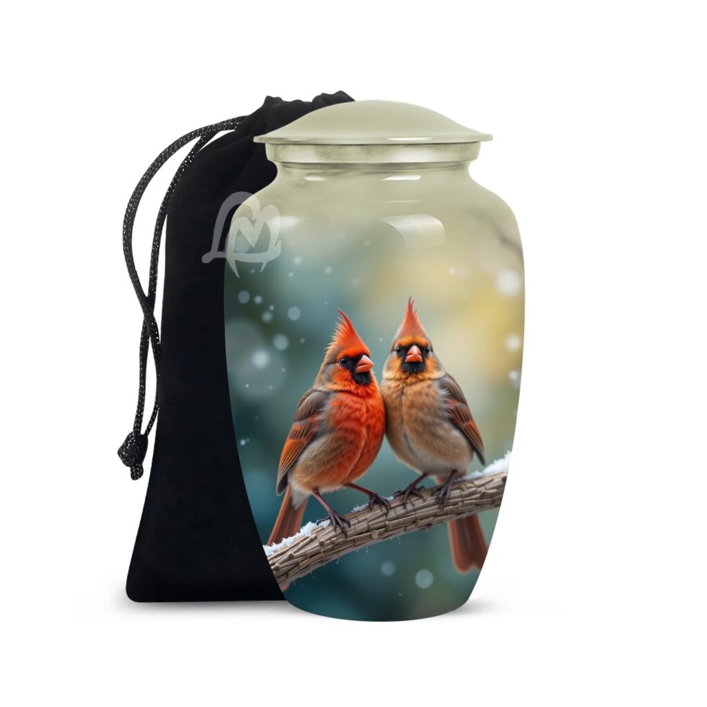 Cardinal Bird Urns for Human Ashes - Metal Urns for Adults