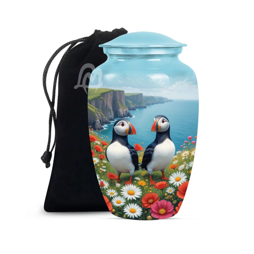 Puffin Bird Cremation Urn for Adult Men - Funeral Ashes Container - Memorial Urns for Burial & Funeral