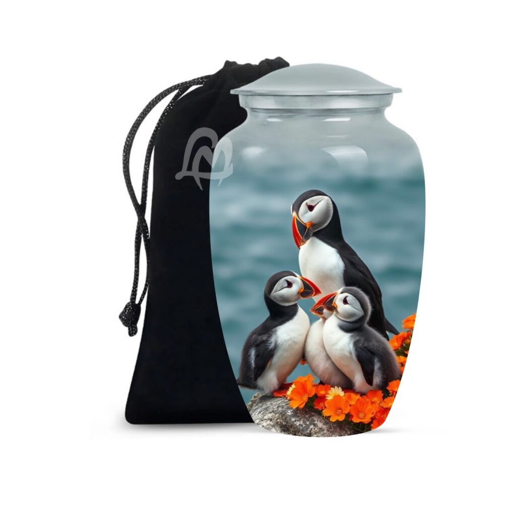 Puffin Bird Cremation Urn for Adult Men - Funeral Ashes Container