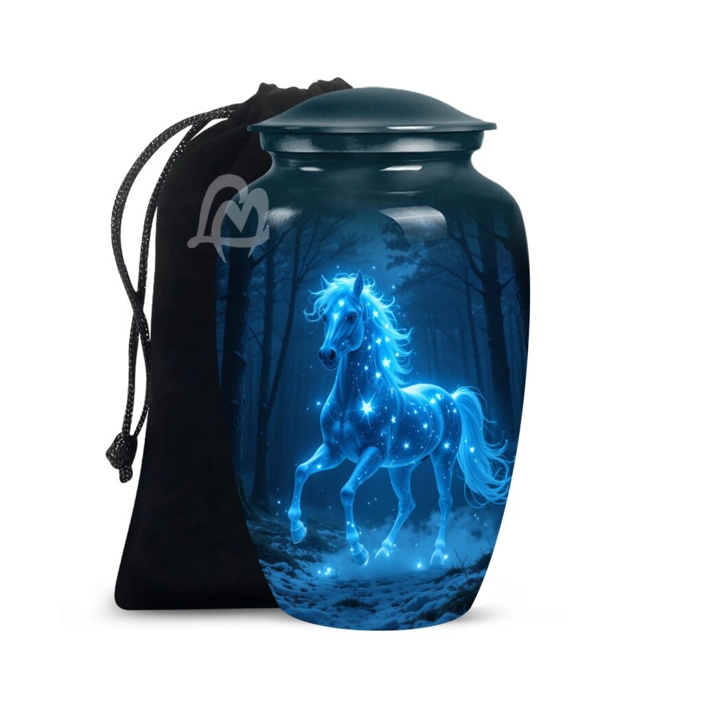 In loving memory - Wild Horses Cremation Urn for Ashes Adult Male