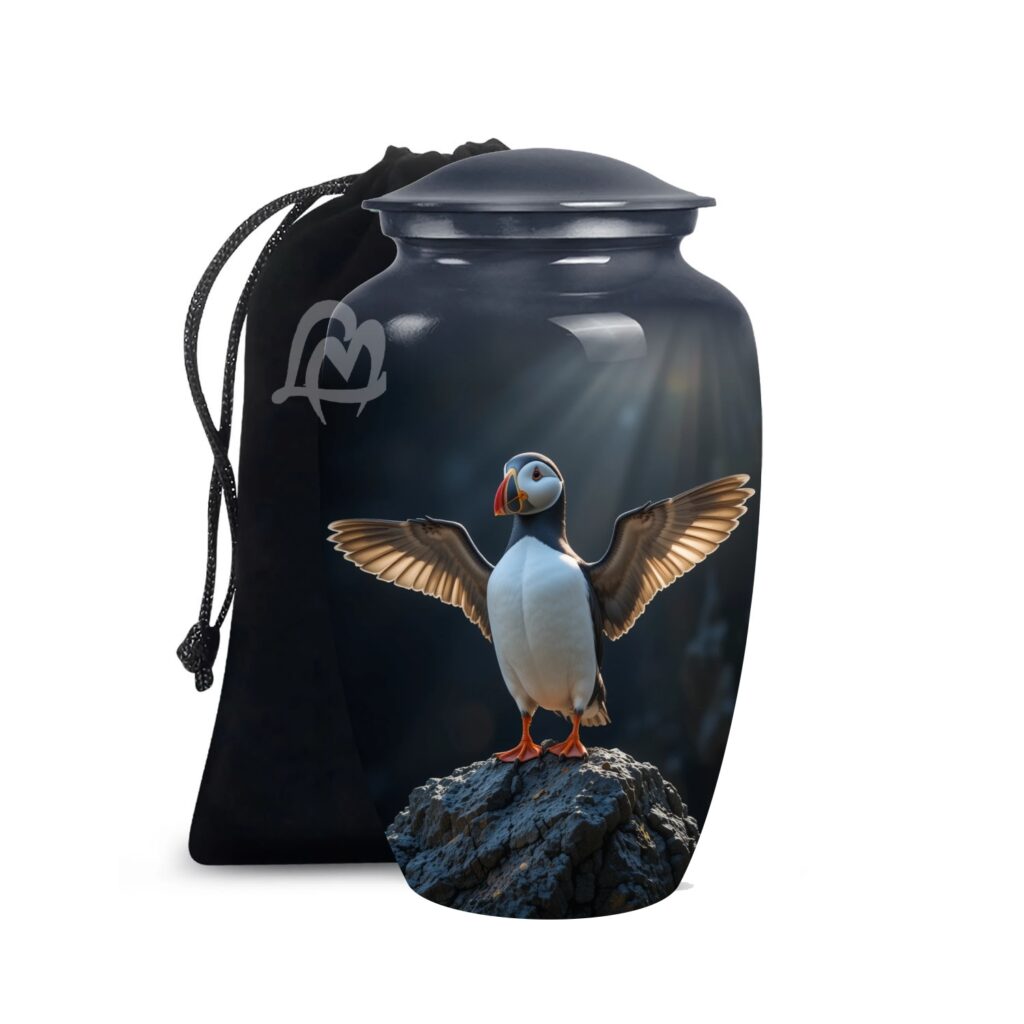 Puffin Bird Cremation Urn for Adult Men - Funeral Ashes Container - Memorial Urns for Burial & Funeral