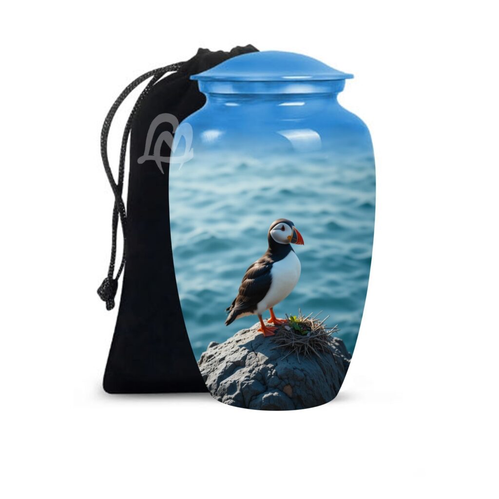 Puffin Bird Cremation Urn for Adult Men - Funeral Ashes Container - Memorial Urns for Burial & Funeral