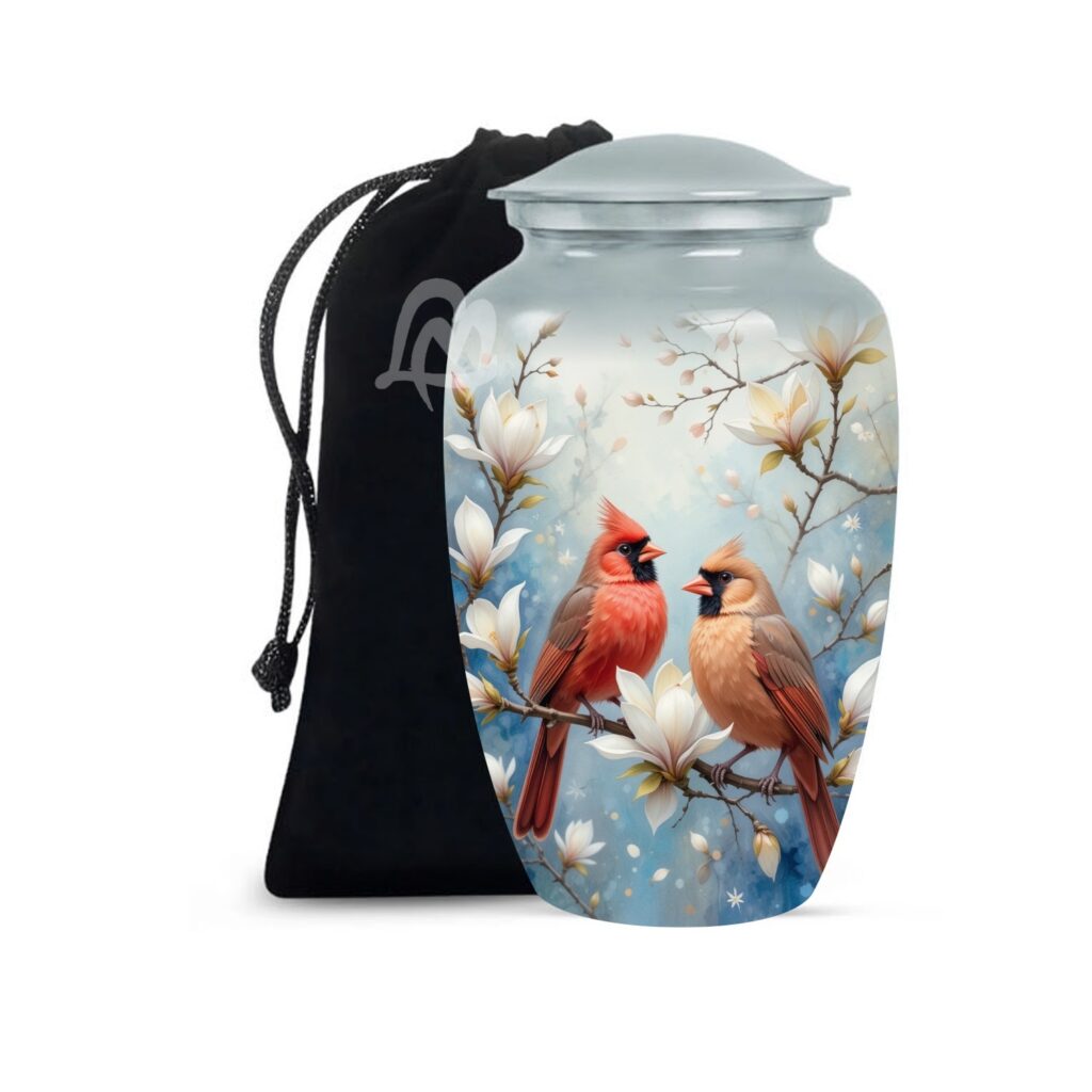 Cardinal Bird Urns for Human Ashes - Metal Urns for Adults