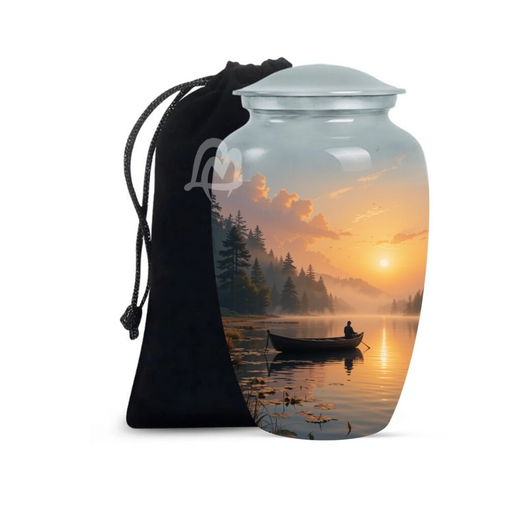 "Forever in Our Hearts" Boatman Cremation Urn for Human Ashes - Adult Funeral Urn Handcrafted