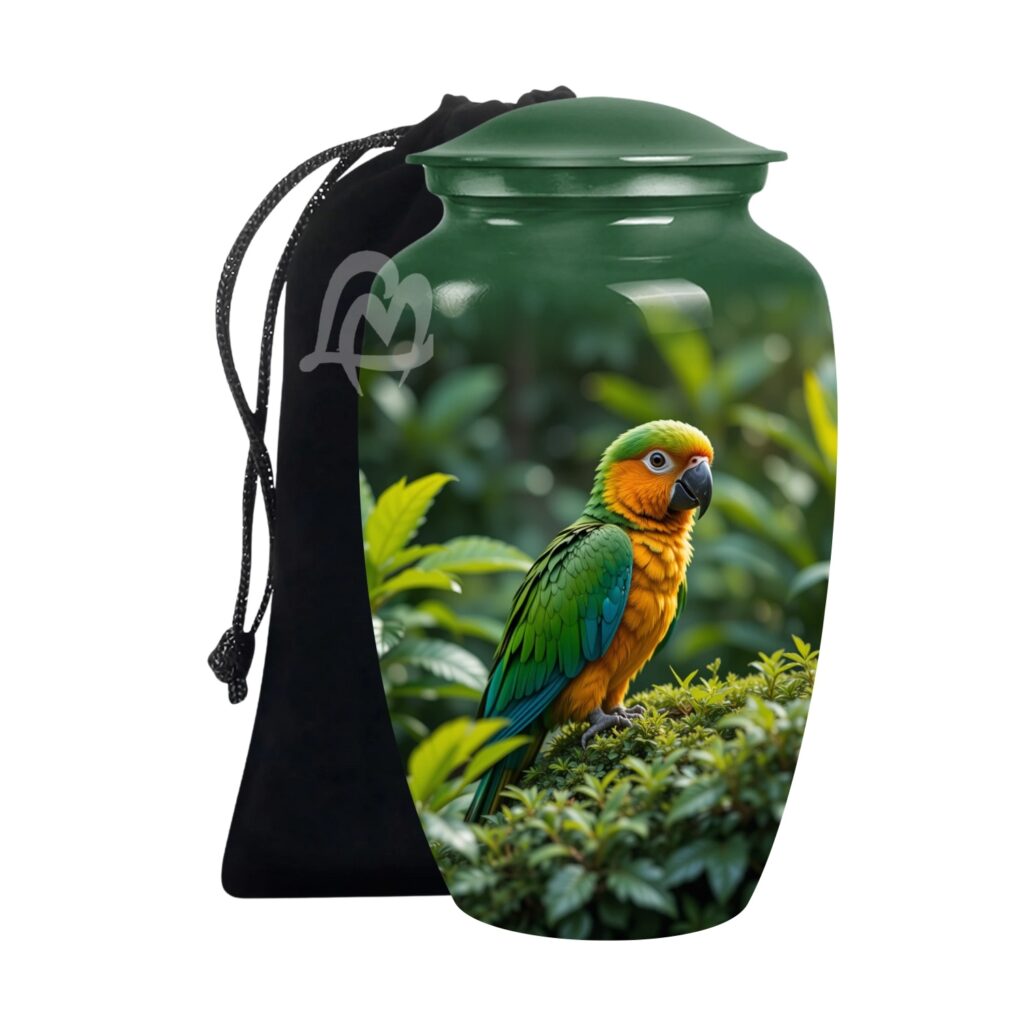 Elegant Parrot Memorials Cremation Urns for Human Ashes, Decorative Burial Urn for Adult Men and Women