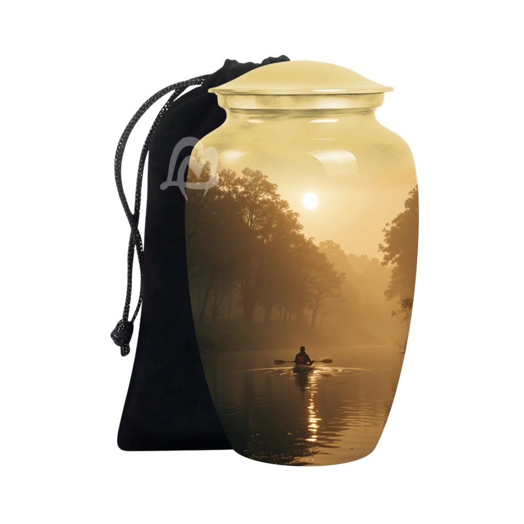 "Forever in Our Hearts" Boatman Cremation Urn for Human Ashes - Adult Funeral Urn Handcrafted