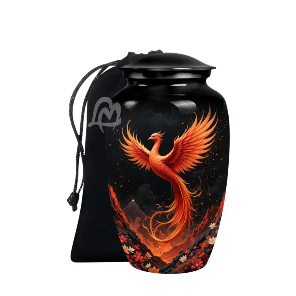 Phoenix Cremation Funeral Urns for Adult Human | Memorial Container Jar Pot, Beautiful Style
