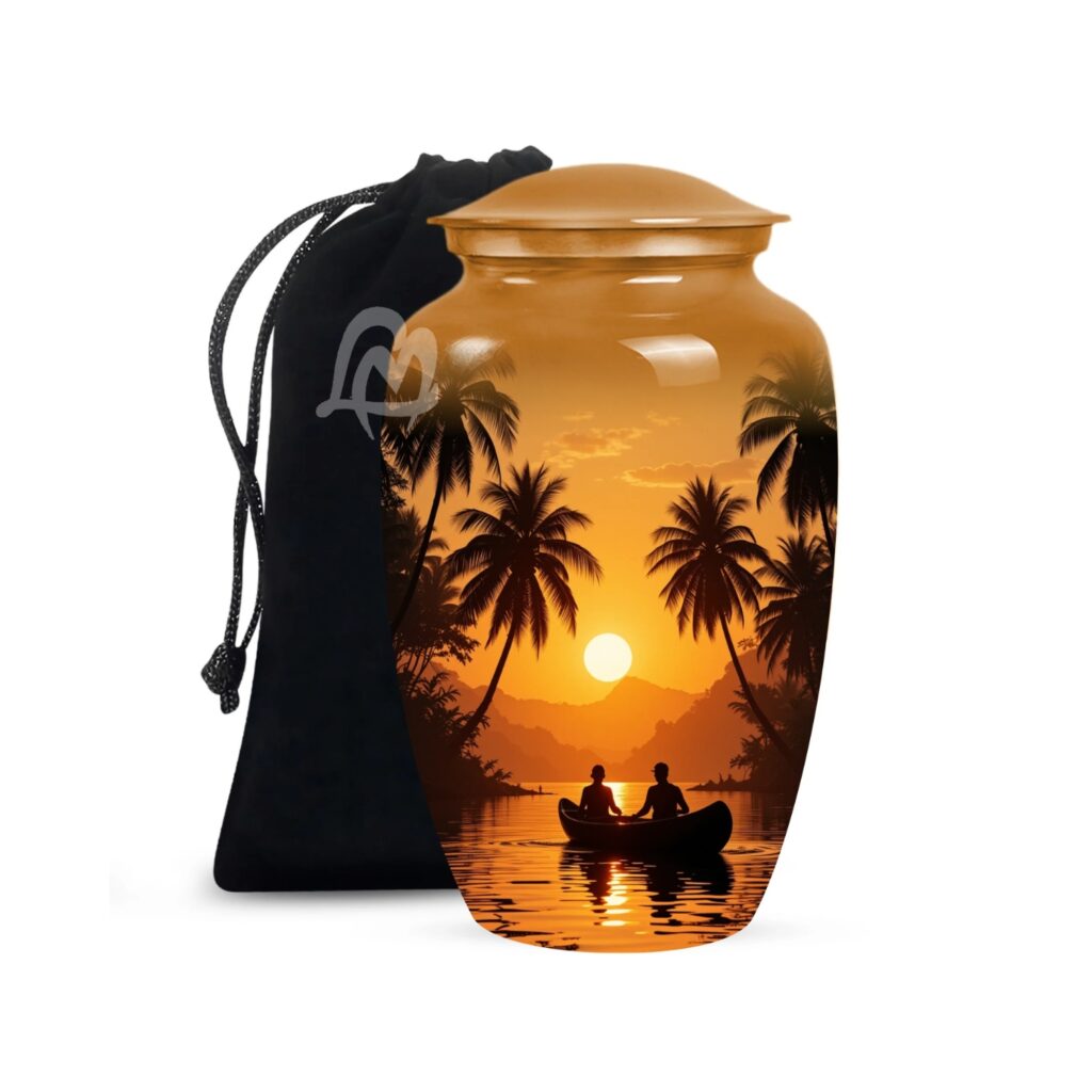 "Forever in Our Hearts" Boatman Cremation Urn for Human Ashes - Adult Funeral Urn Handcrafted