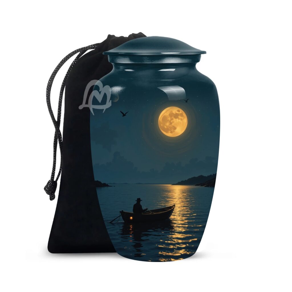 "Forever in Our Hearts" Boatman Cremation Urn for Human Ashes - Adult Funeral Urn Handcrafted