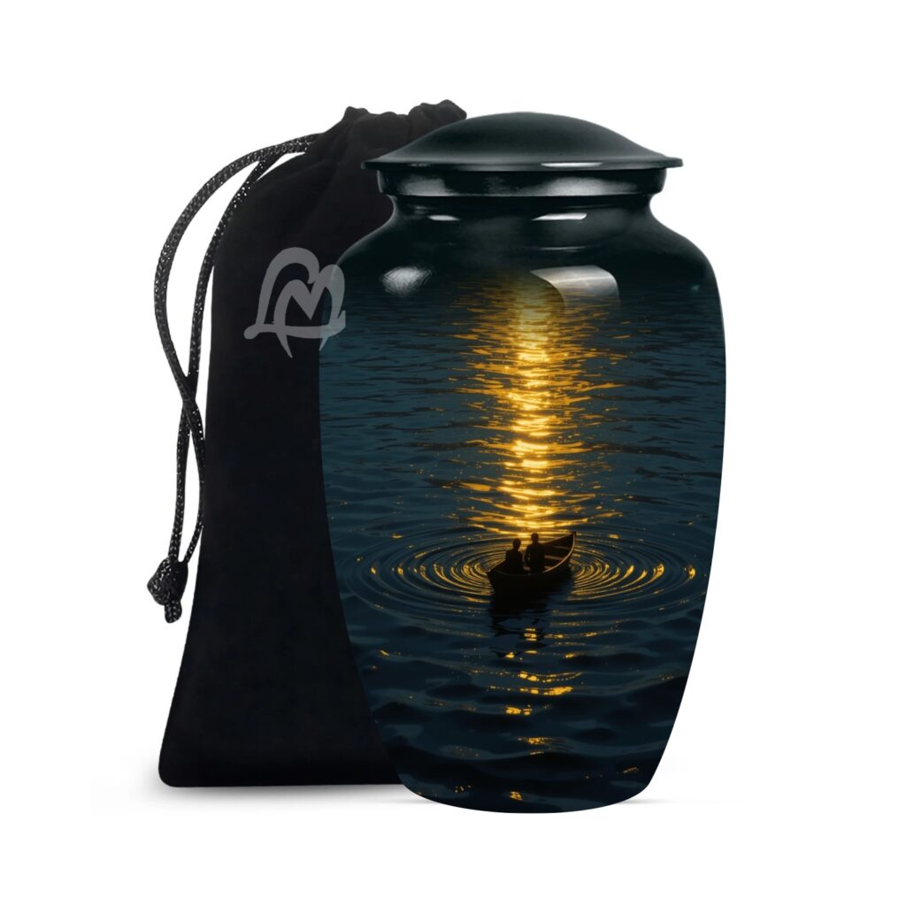 "Forever in Our Hearts" Boatman Cremation Urn for Human Ashes - Adult Funeral Urn Handcrafted