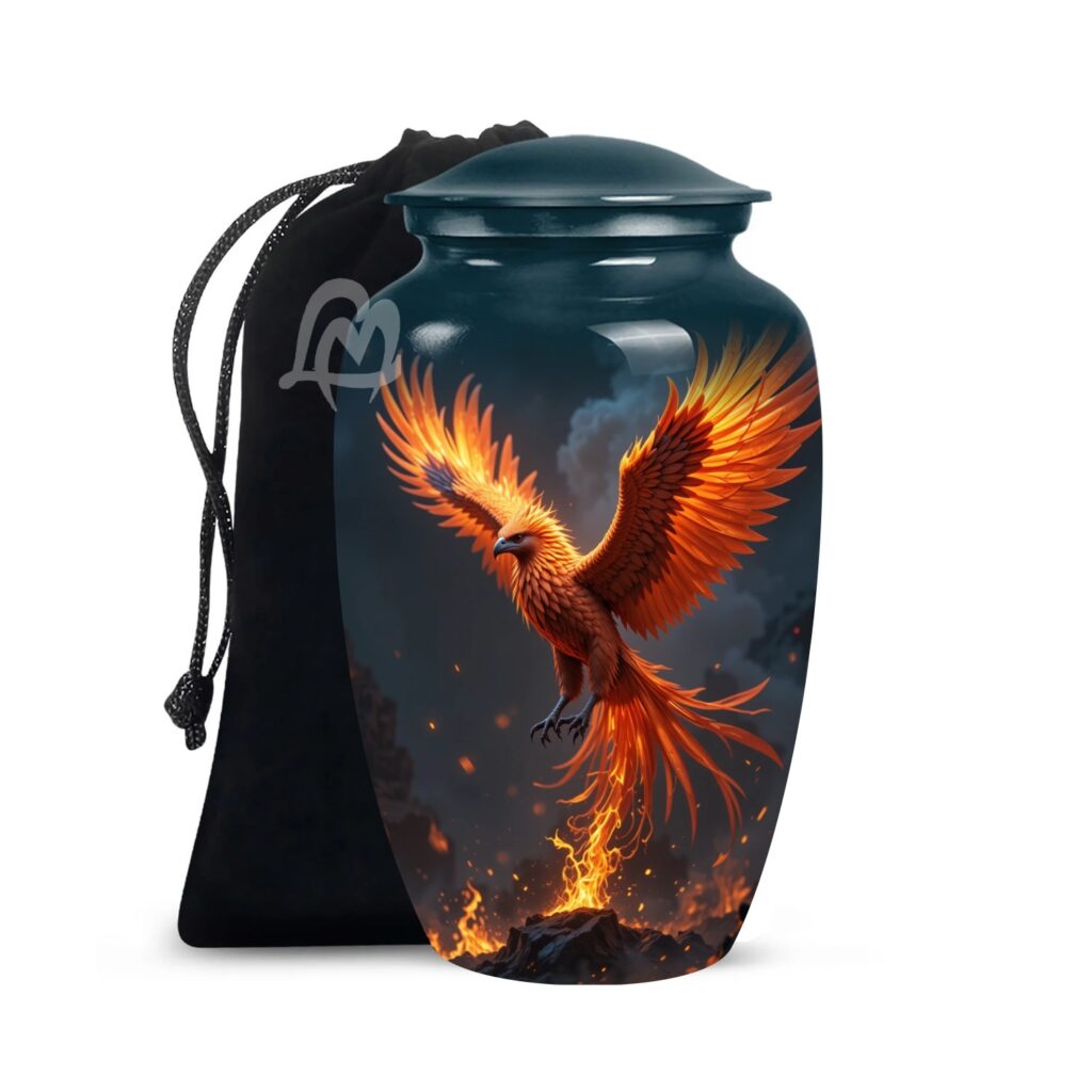 Phoenix Cremation Funeral Urns for Adult Human | Memorial Container Jar Pot, Beautiful Style