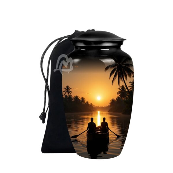 "Forever in Our Hearts" Boatman Cremation Urn for Human Ashes - Adult Funeral Urn Handcrafted