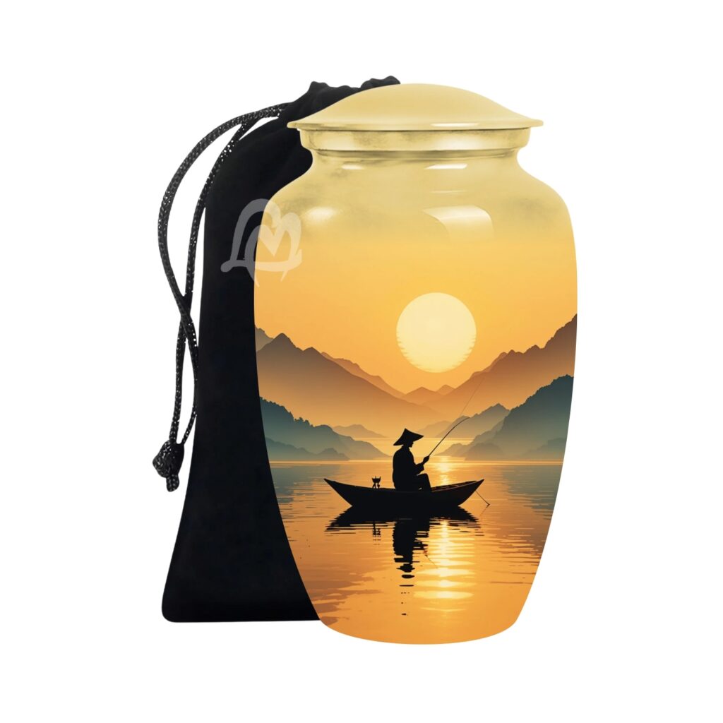 "Forever in Our Hearts" Boatman Cremation Urn for Human Ashes - Adult Funeral Urn Handcrafted