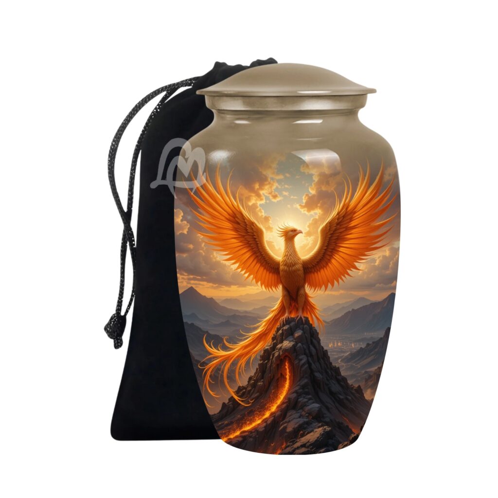 Phoenix Cremation Funeral Urns for Adult Human | Memorial Container Jar Pot, Beautiful Style