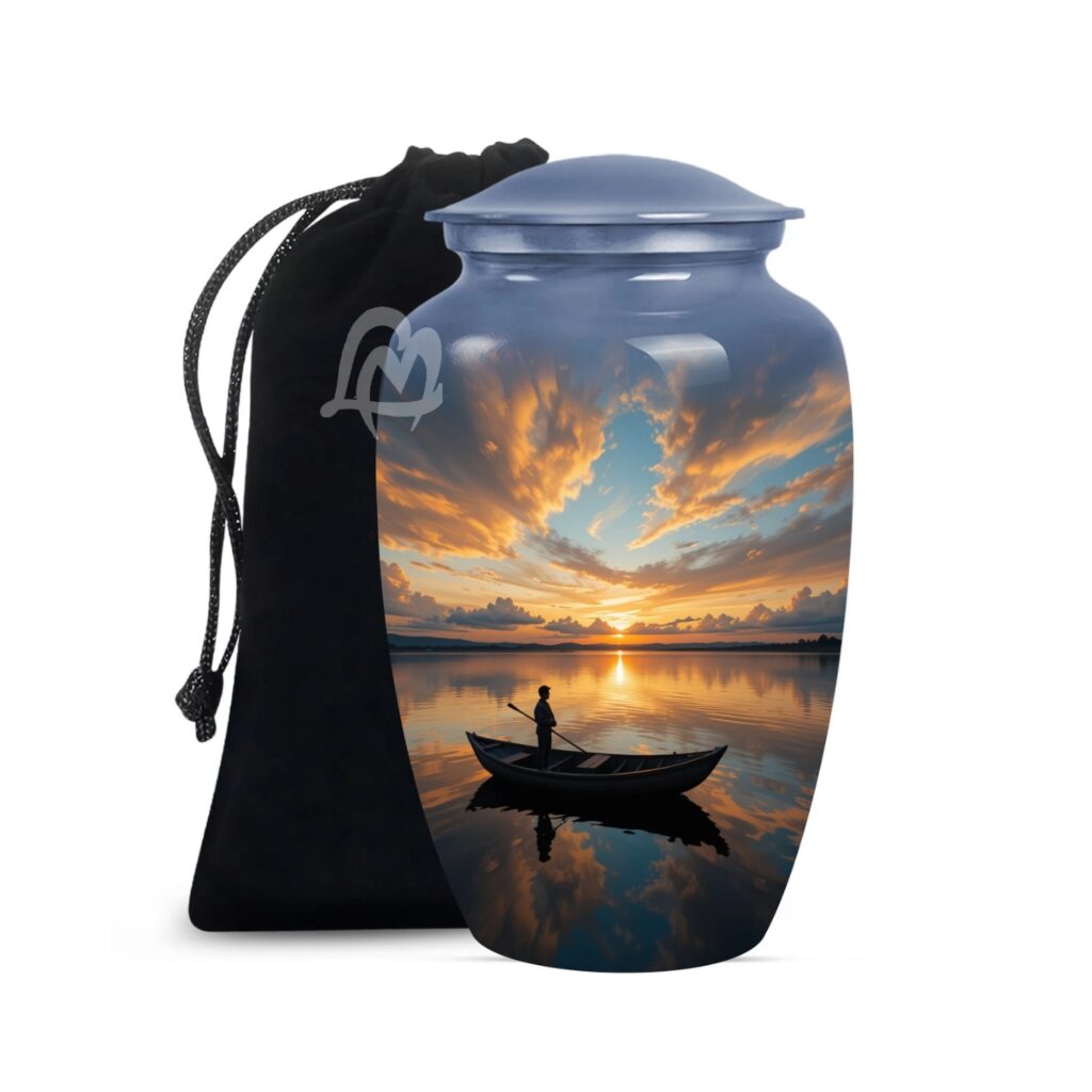 "Forever in Our Hearts" Boatman Cremation Urn for Human Ashes - Adult Funeral Urn Handcrafted