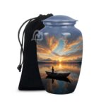 "Forever in Our Hearts" Boatman Cremation Urn for Human Ashes - Adult Funeral Urn Handcrafted