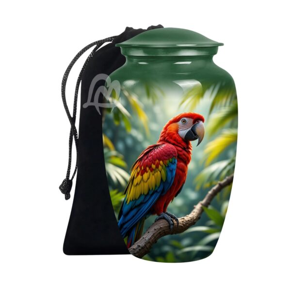Elegant Parrot Memorials Cremation Urns for Human Ashes, Decorative Burial Urn for Adult Men and Women