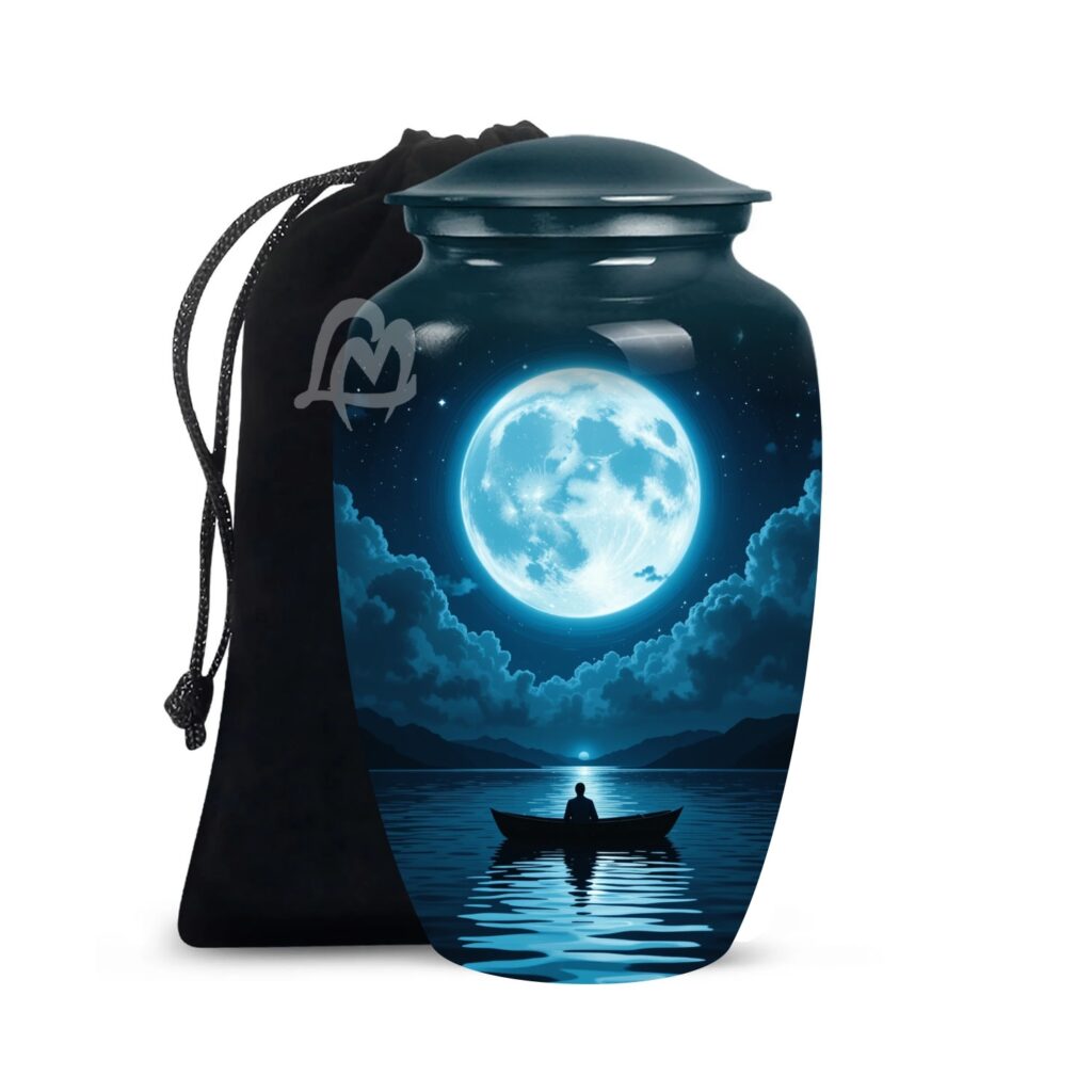 "Forever in Our Hearts" Boatman Cremation Urn for Human Ashes - Adult Funeral Urn Handcrafted