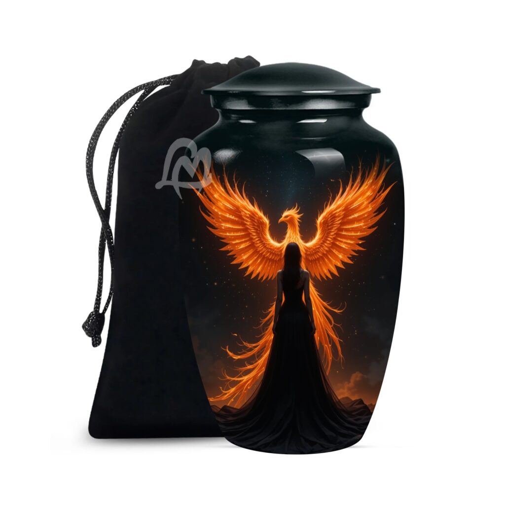Phoenix Cremation Funeral Urns for Adult Human | Memorial Container Jar Pot, Beautiful Style