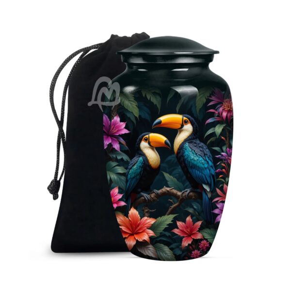 Toucan Urns Family Tribute of Peaceful Handcrafted Large Urn for Ashes Adult Male & Female