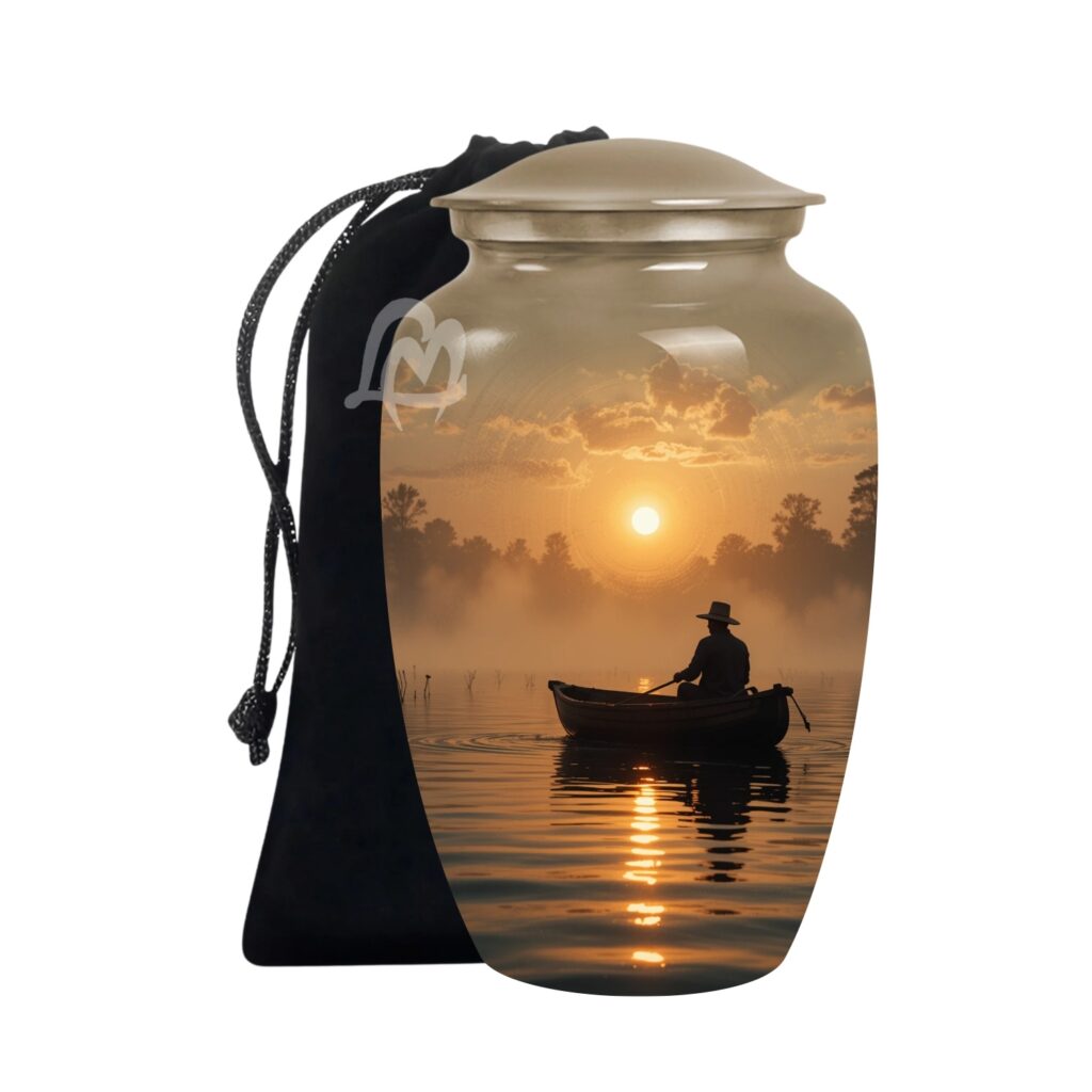 "Forever in Our Hearts" Boatman Cremation Urn for Human Ashes - Adult Funeral Urn Handcrafted