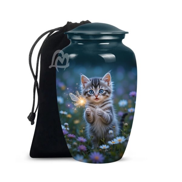 Funeral Memorial Urn with Cat Design, Decorative or Burial Urns - Large Size.