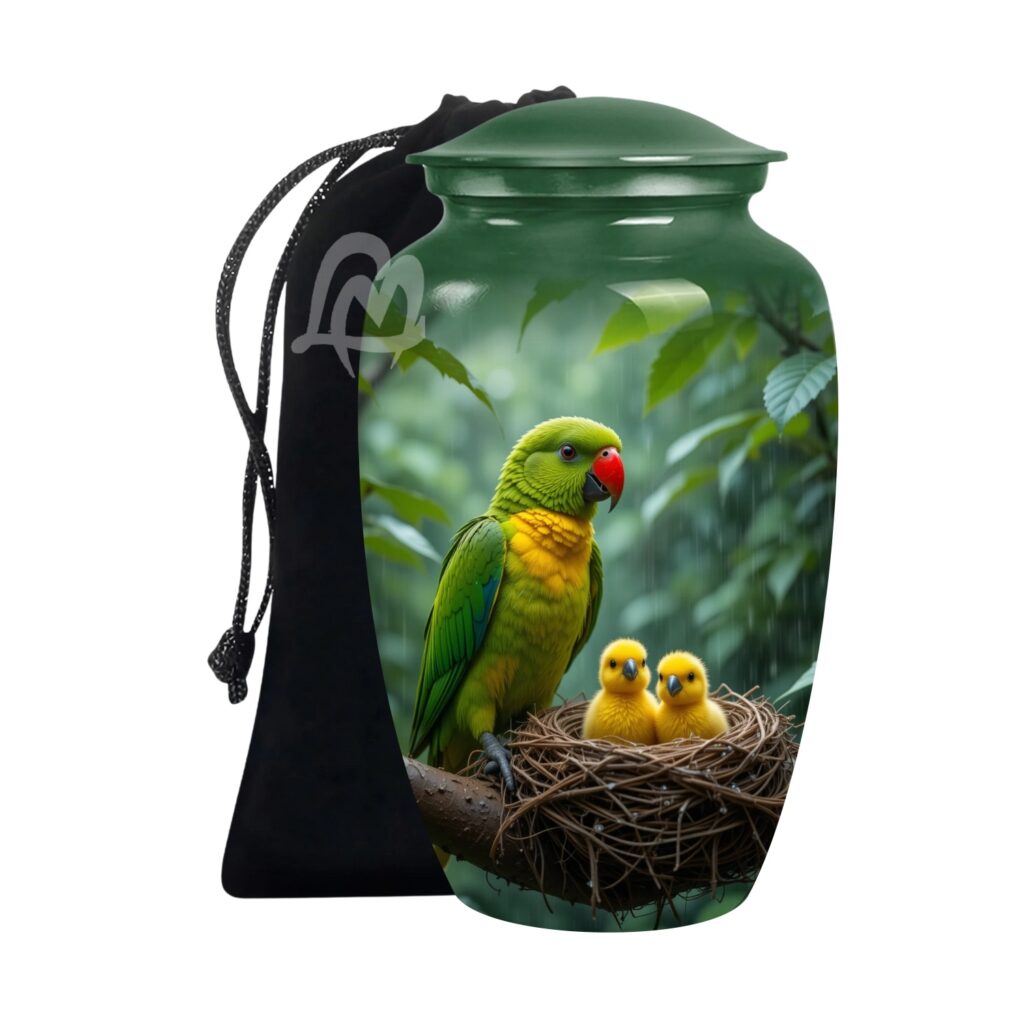 Elegant Parrot Memorials Cremation Urns for Human Ashes, Decorative Burial Urn for Adult Men and Women