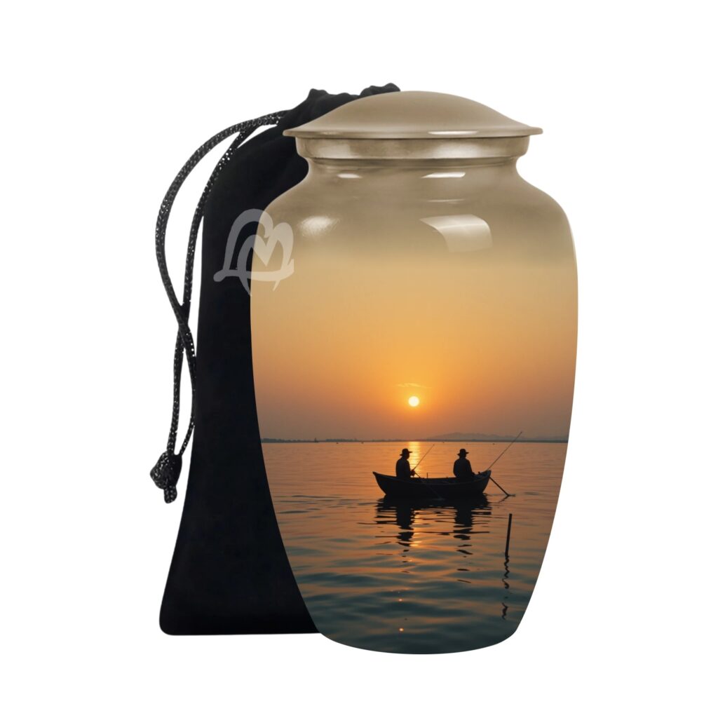 "Forever in Our Hearts" Boatman Cremation Urn for Human Ashes - Adult Funeral Urn Handcrafted