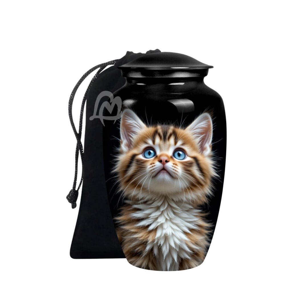 Funeral Memorial Urn with Cat Design, Decorative or Burial Urns - Large Size.