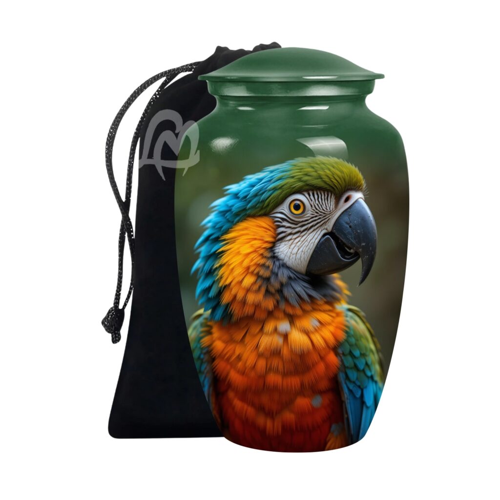 Elegant Parrot Memorials Cremation Urns for Human Ashes, Decorative Burial Urn for Adult Men and Women,
