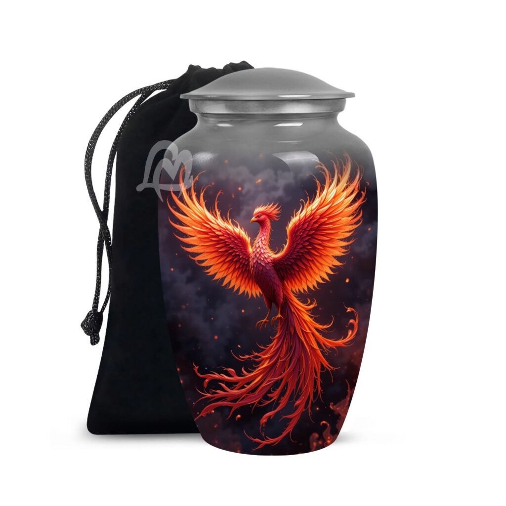 Phoenix Cremation Funeral Urns for Adult Human | Memorial Container Jar Pot, Beautiful Style