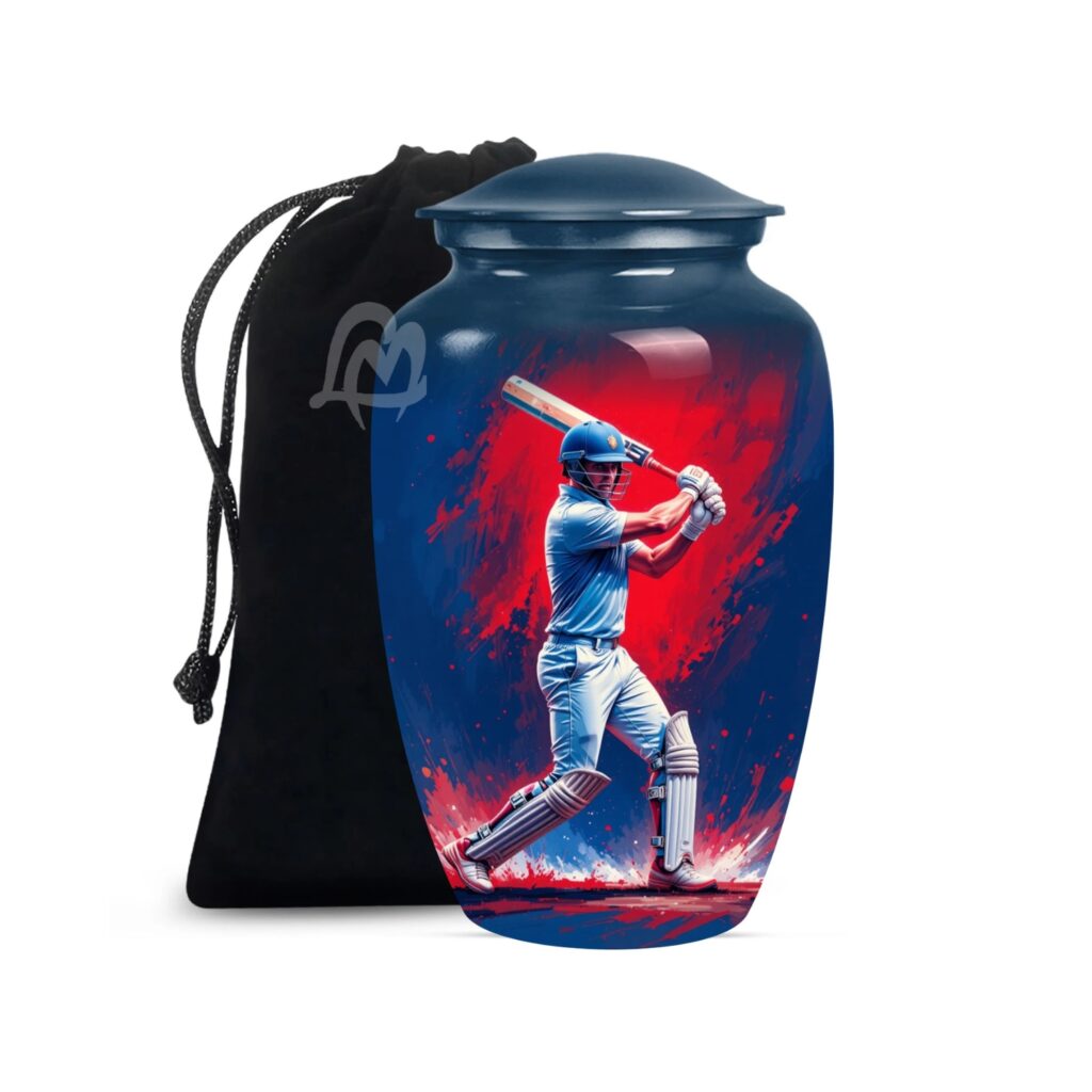 Decorative Burial Urn for Cremated Remain in Aluminium for Loved Ones.