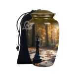 Chess Cremation Urns for Ashes for Adult Female & Male - Large Metal Home Decorative Funeral