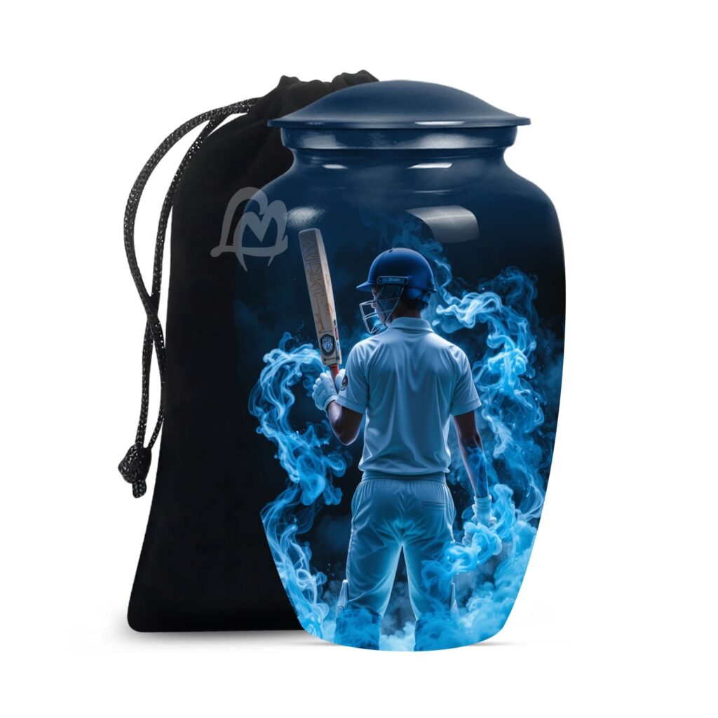 Decorative Burial Urn for Cremated Remain in Aluminium for Loved Ones.