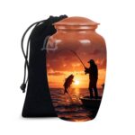 Fishing Urn Handcrafted Metal Cremation Urn for Ashes - Adult Funeral Urn for Human Ashes