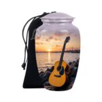 Guitar Cremation Aluminium Funeral Urns for Adult Human | Beautiful Style Handcrafted Burial Funeral