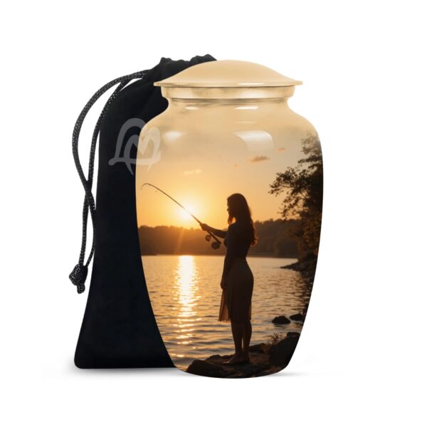 Fishing Urn Handcrafted Metal Cremation Urn for Ashes - Adult Funeral Urn for Human Ashes
