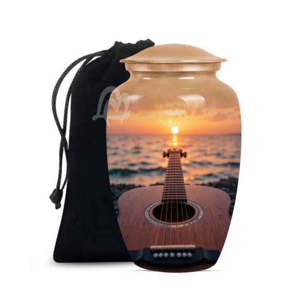 Guitar Cremation Aluminium Funeral Urns for Adult Human | Beautiful Style Handcrafted Burial Funeral