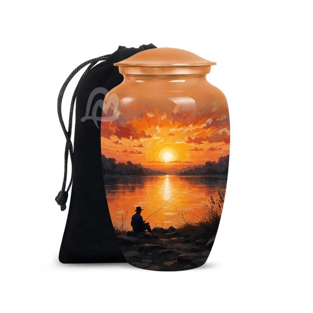 Fishing Urn Handcrafted Metal Cremation Urn for Ashes - Adult Funeral Urn for Human