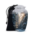 Decorative Burial Urn for Cremated Remain in Aluminum.