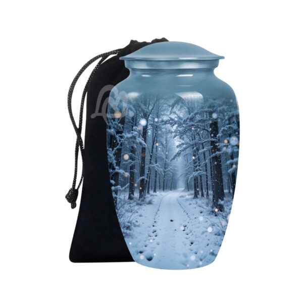 Decorative Burial Urn for Cremated Remain in Aluminum.