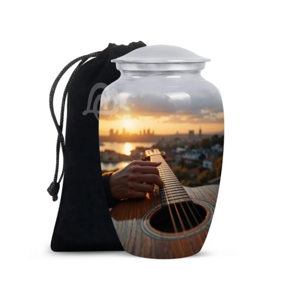 Guitar Cremation Aluminium Funeral Urns for Adult Human | Beautiful Style Handcrafted Burial Funeral
