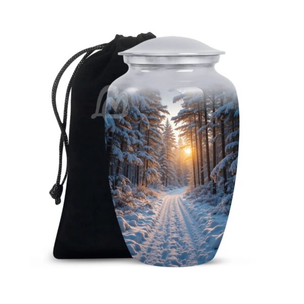 Decorative Burial Urn for Cremated Remain in Aluminum.