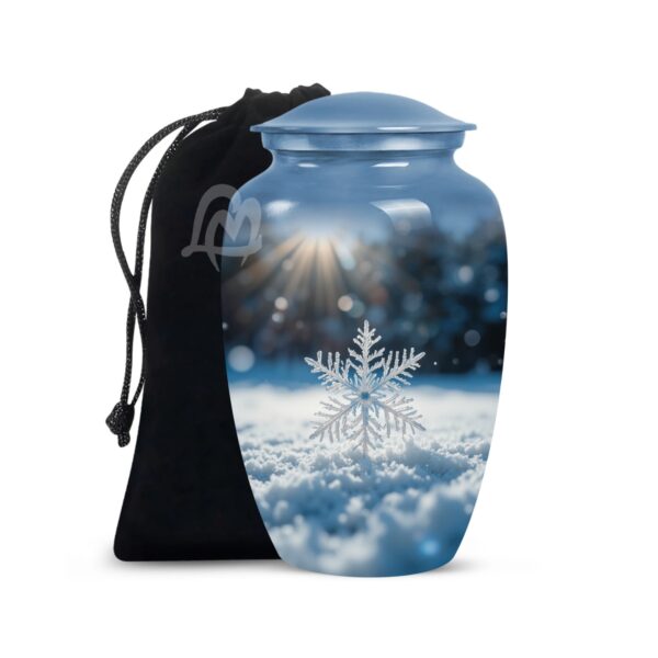 Decorative Burial Urn for Cremated Remain in Aluminum.