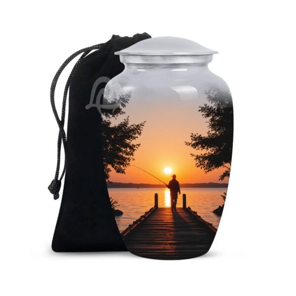 Fishing Urn Handcrafted Metal Cremation Urn for Ashes - Adult Funeral Urn for Human Ashes
