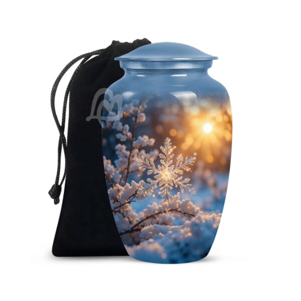 Decorative Burial Urn for Cremated Remain in Aluminum.