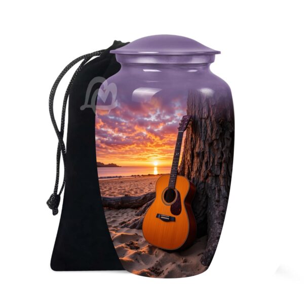 Guitar Cremation Aluminium Funeral Urns for Adult Human | Beautiful Style Handcrafted Burial Funeral