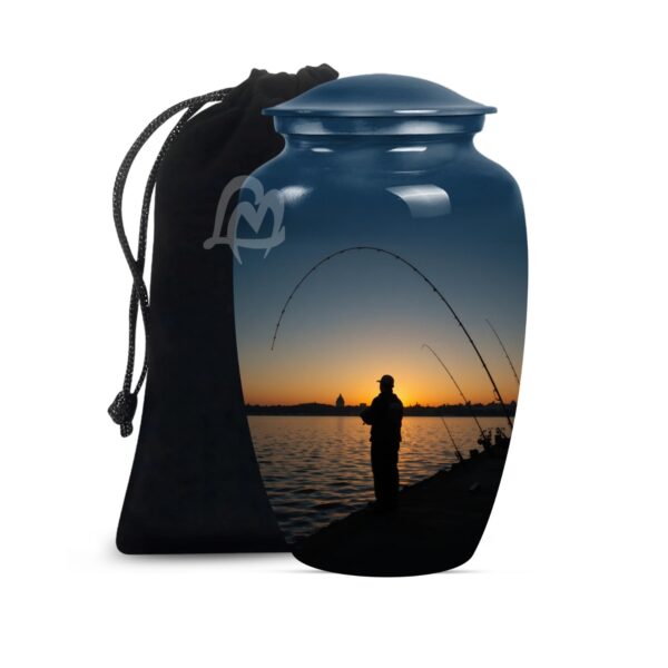 Fishing Urn Handcrafted Metal Cremation Urn for Ashes - Adult Funeral Urn for Human Ashes