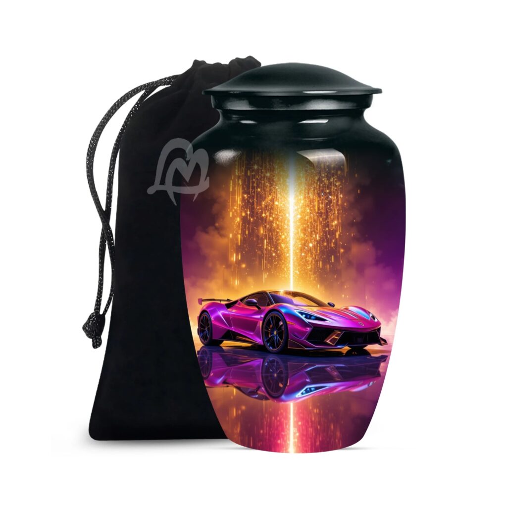 Car Cremation Urns for Human Ashes - Display Burial Urn at Home - Include Velvet Bag