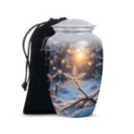 Decorative Burial Urn for Cremated Remain in Aluminum.